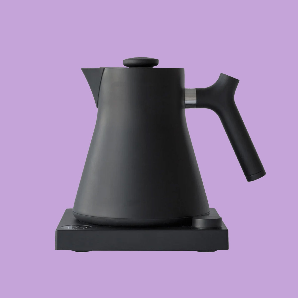 Fellow Corvo EKG electric kettle in matte black on its base